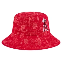 Bob New Era rouge à imprimé intégral pour homme, Los Angeles Angels, entraînement de printemps 2025