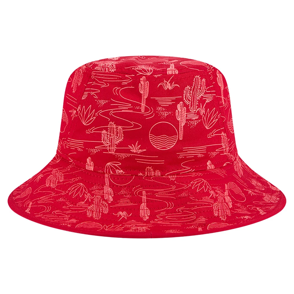 Bob New Era rouge à imprimé intégral pour homme, Los Angeles Angels, entraînement de printemps 2025