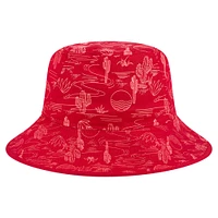 Bob New Era rouge à imprimé intégral pour homme, Los Angeles Angels, entraînement de printemps 2025