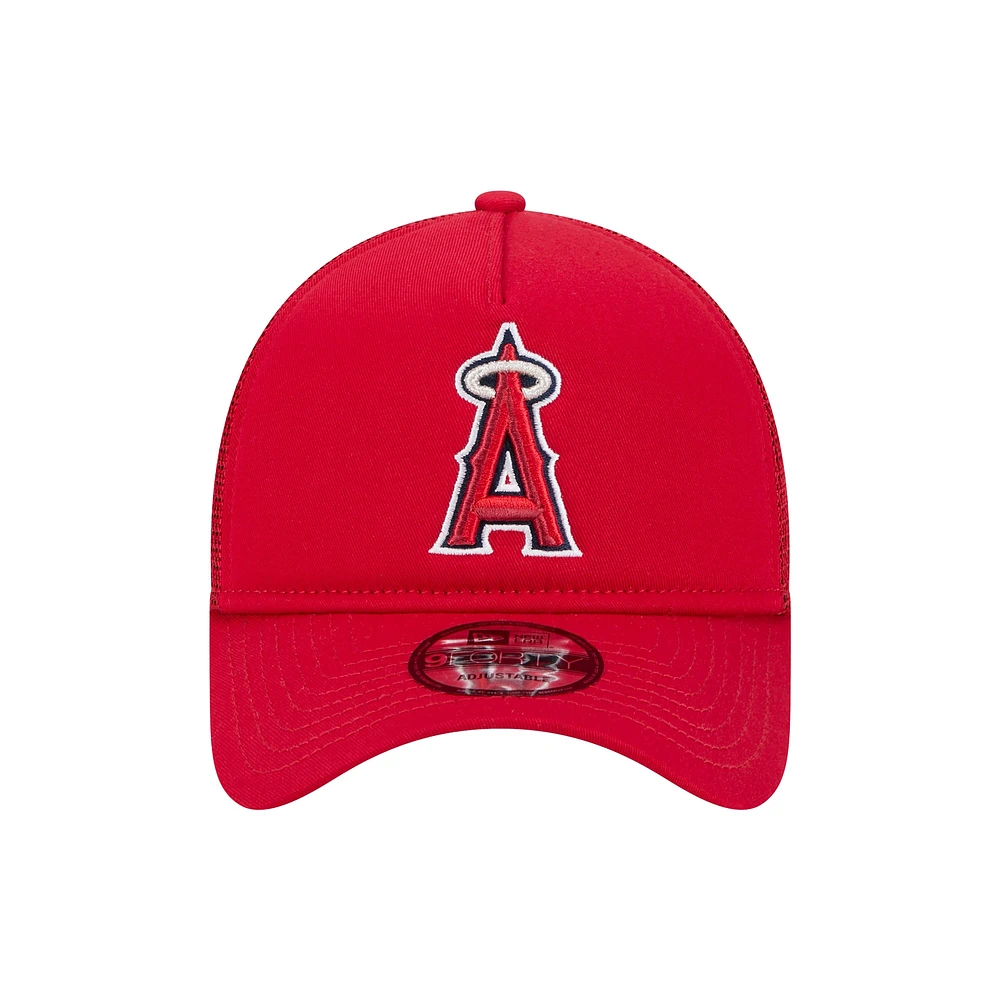 Men's New Era Red Los Angeles Angels 9FORTY A-Frame Trucker Adjustable Hat