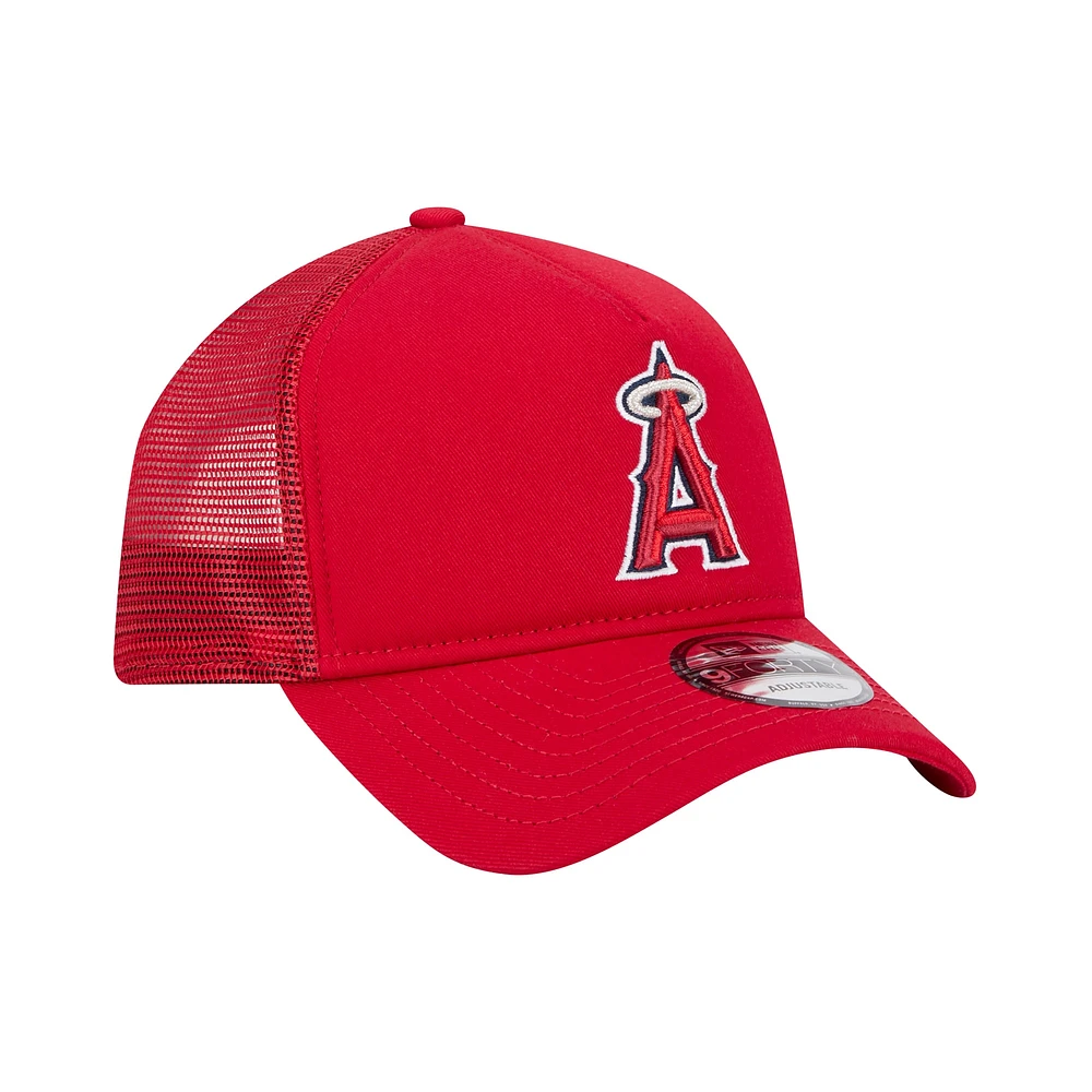 Men's New Era Red Los Angeles Angels 9FORTY A-Frame Trucker Adjustable Hat