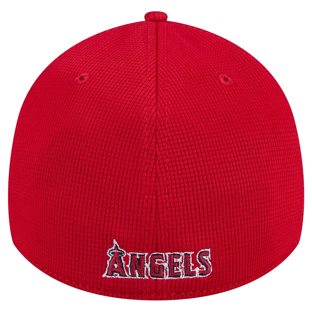 Casquette New Era rouge Los Angeles Angels Active Pivot 39THIRTY Flex pour hommes