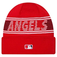 Bonnet en tricot à revers rouge de la collection authentique Los Angeles Angels de New Era pour homme