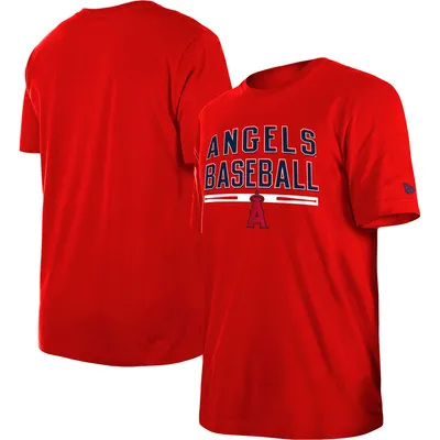 T-shirt d'entraînement au bâton Los Angeles Angels New Era rouge pour homme