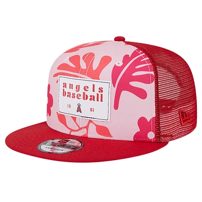 Men's New Era Red Los Angeles Angels Bikini Bottom Trucker 9FIFTY Snapback Hat