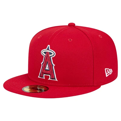 Men's New Era Red Los Angeles Angels Checkered Undervisor 59FIFTY Fitted Hat