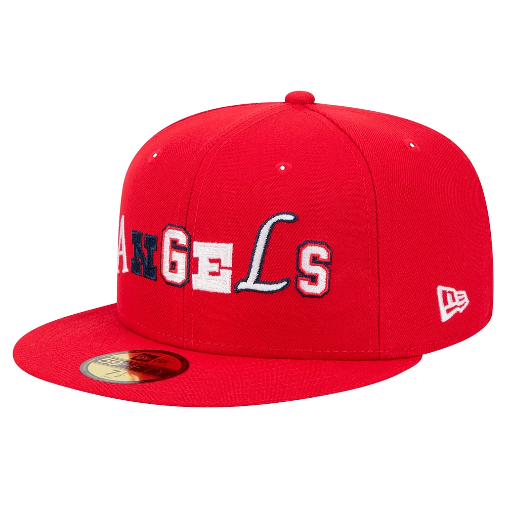 Men's New Era Red Los Angeles Angels Ransom 59FIFTY Fitted Hat