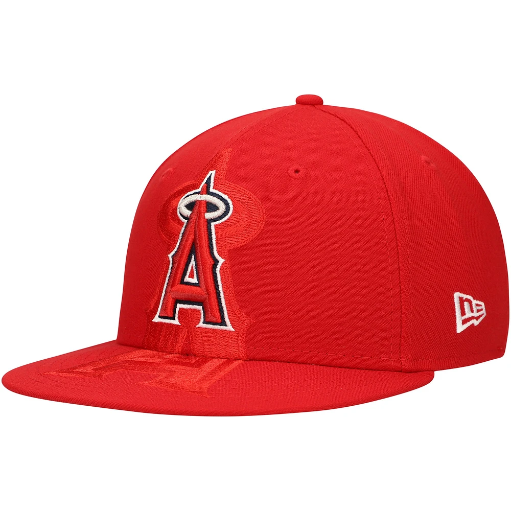 Casquette ajustée 59FIFTY rouge Los Angeles Angels Shadow Logo pour hommes New Era