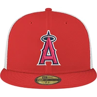 Men's New Era Red Los Angeles Angels Team Color 59FIFTY Trucker Fitted Hat