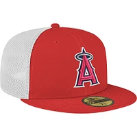 Men's New Era Red Los Angeles Angels Team Color 59FIFTY Trucker Fitted Hat