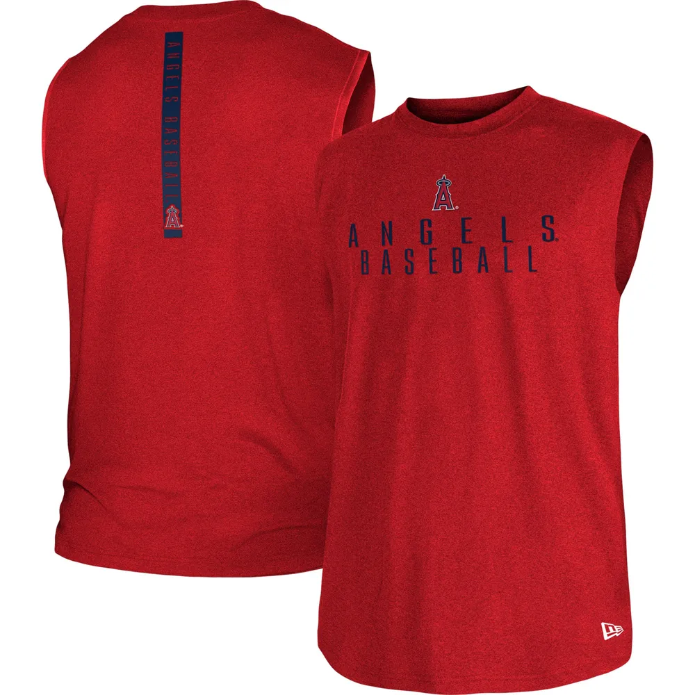 Men's New Era Red Los Angeles Angels Team Muscle Tank Top