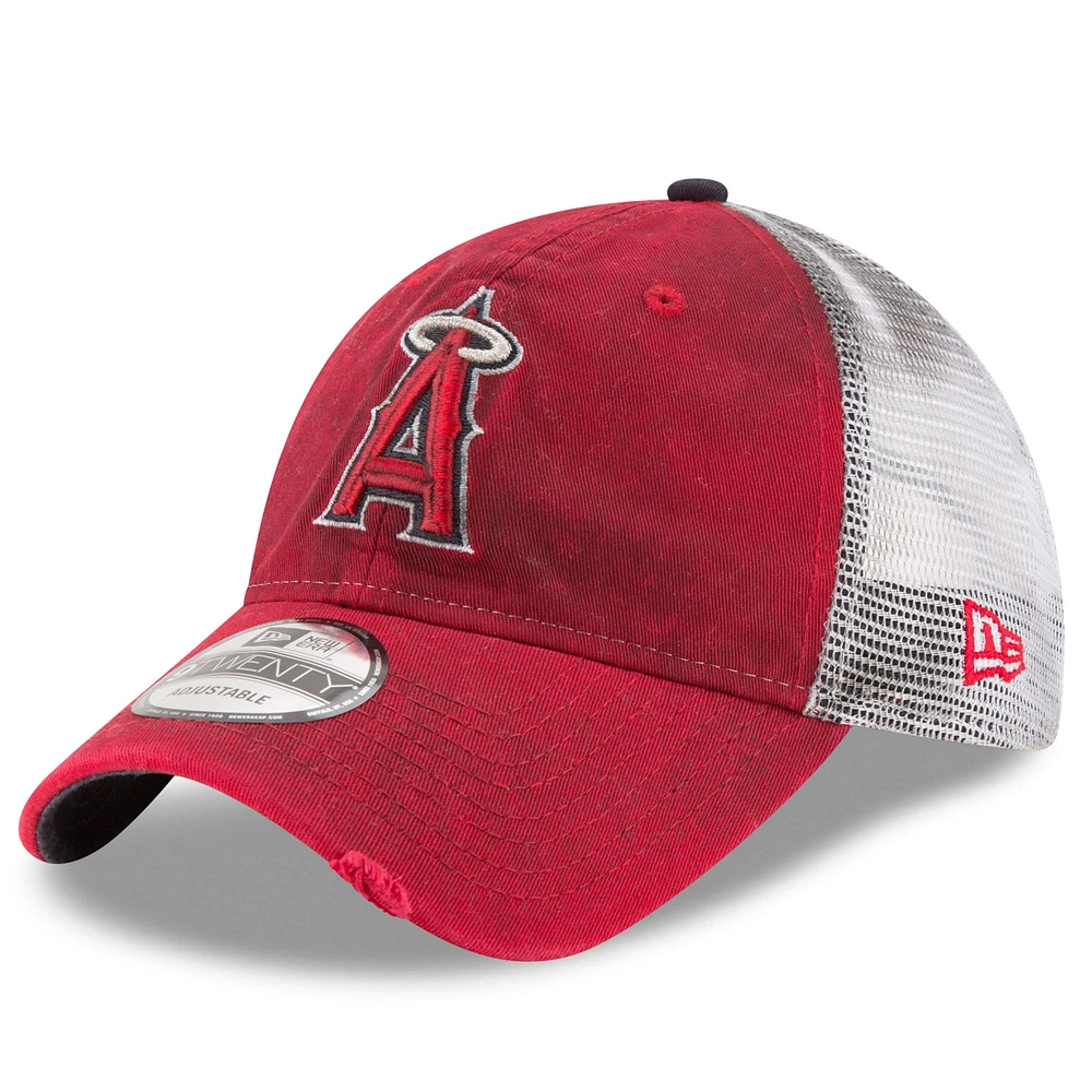 Casquette ajustable 9TWENTY Trucker Rustic 9TWENTY Team Los Angeles Angels New Era rouge pour homme