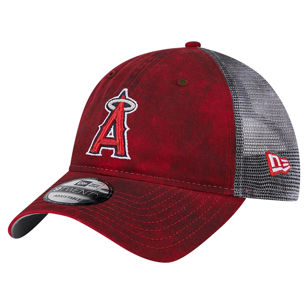 Men's New Era Red Los Angeles Angels Team Slick Trucker 9TWENTY Adjustable Hat