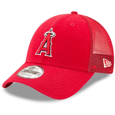 Men's New Era Red Los Angeles Angels Trucker 9FORTY Adjustable Snapback Hat