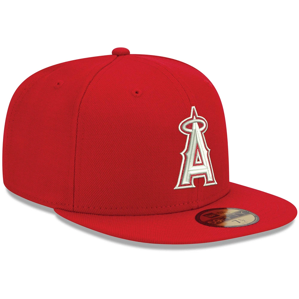 Casquette ajustée 59FIFTY blanche avec logo Los Angeles Angels New Era pour homme