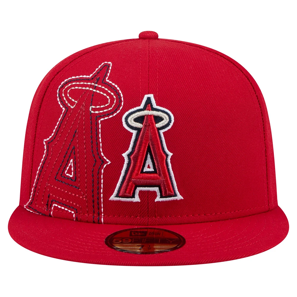 Men's New Era Red Los Angeles Angels Yarn Stitch 59FIFTY Fitted Hat