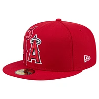 Men's New Era Red Los Angeles Angels Yarn Stitch 59FIFTY Fitted Hat