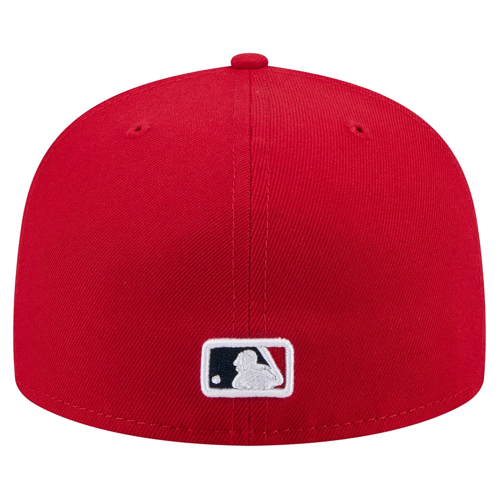 Men's New Era Red Los Angeles Angels Yarn Stitch 59FIFTY Fitted Hat
