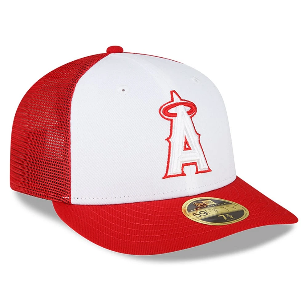 Men's New Era  White/Red Los Angeles Angels 2023 On-Field Batting Practice Low Profile 59FIFTY Fitted Hat