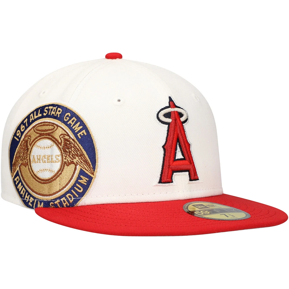 Casquette ajustée 59FIFTY New Era pour hommes des Los Angeles Angels Major Sidepatch blanc/rouge