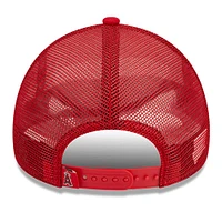 Men's New Era White/Red Los Angeles Angels Stacked A-Frame Trucker 9FORTY Adjustable Hat