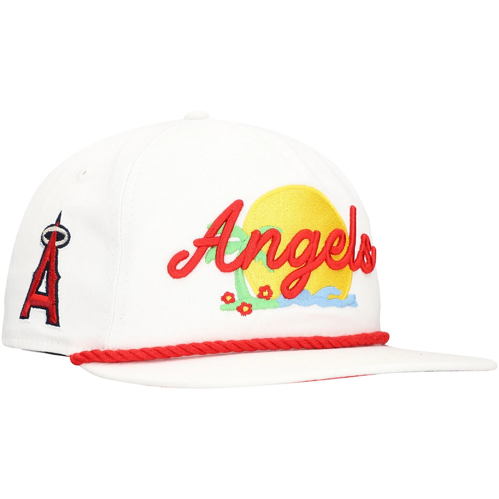 Men's New Era White Los Angeles Angels Paradise Golfer Adjustable Hat