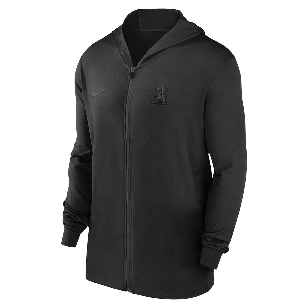 Men's Nike Black Los Angeles Angels Authentic Collection Travel Performance Lightweight Full-Zip Hoodie