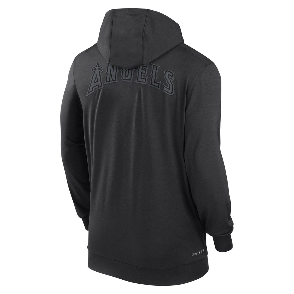 Sweat à capuche léger entièrement zippé Nike Los Angeles Angels Authentic Collection Travel Performance pour homme, noir