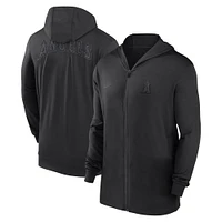 Men's Nike Black Los Angeles Angels Authentic Collection Travel Performance Lightweight Full-Zip Hoodie