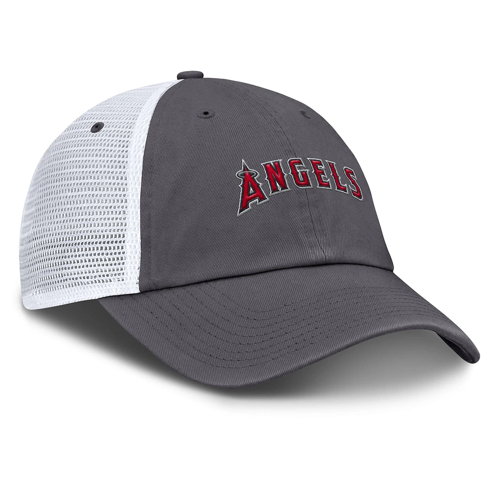 Men's Nike Gray Los Angeles Angels Wordmark Club Adjustable Trucker Hat