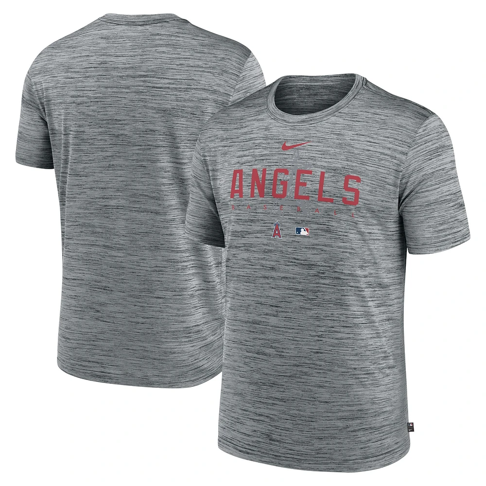 T-shirt Nike Los Angeles Angels Authentic Collection Velocity Performance Practice pour homme, gris chiné