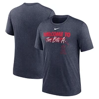 T-shirt triple mélange Nike Los Angeles Angels Home Spin pour homme, bleu marine chiné