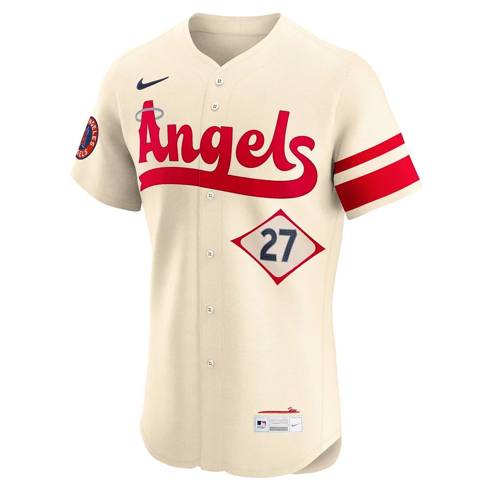 Maillot Nike Mike Trout crème pour homme des Los Angeles Angels City Connect Elite Player