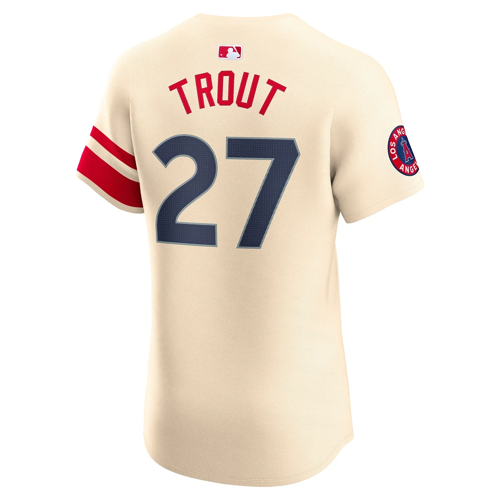 Maillot Nike Mike Trout crème pour homme des Los Angeles Angels City Connect Elite Player