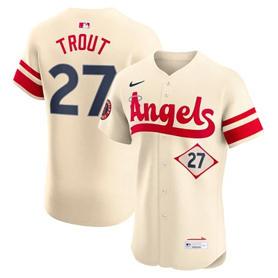 Maillot Nike Mike Trout crème pour homme des Los Angeles Angels City Connect Elite Player
