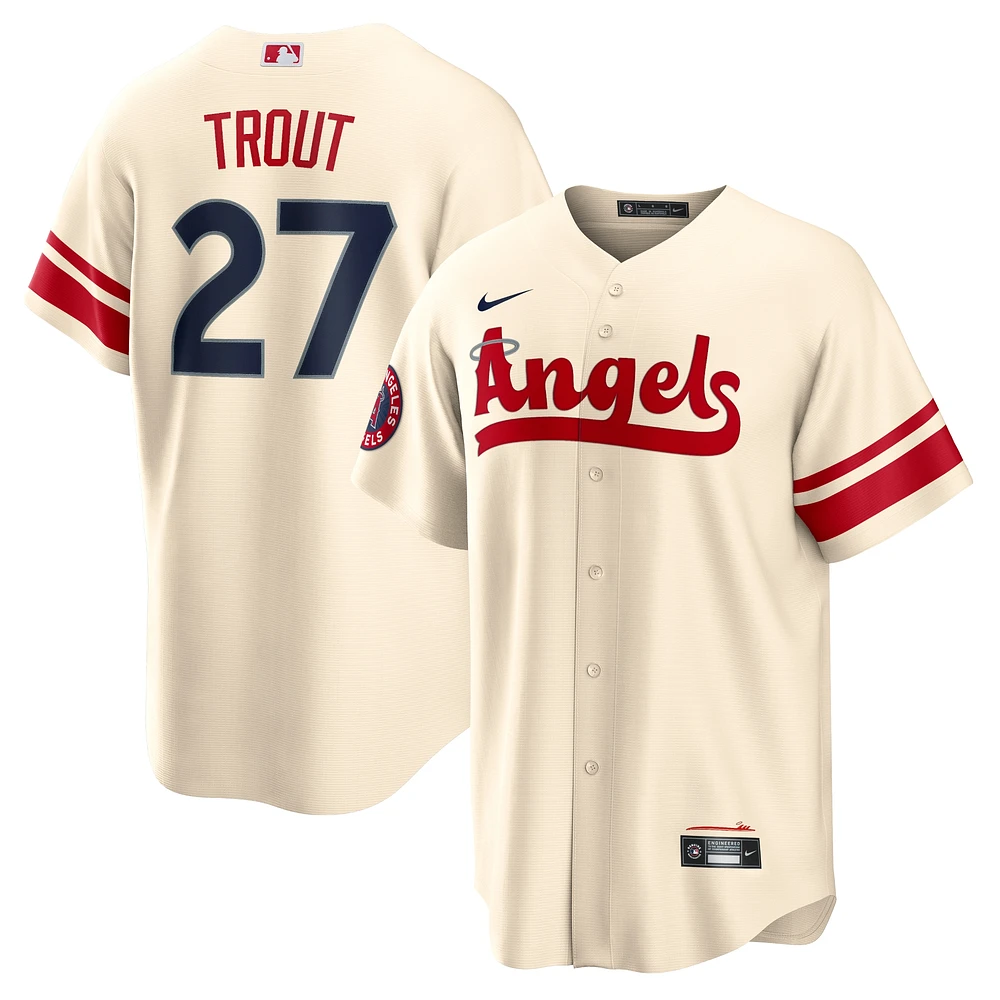 Men's Nike Mike Trout Cream Los Angeles Angels City Connect Replica Player Jersey