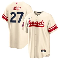 Maillot de joueur réplique Nike Mike Trout crème Los Angeles Angels City Connect pour homme