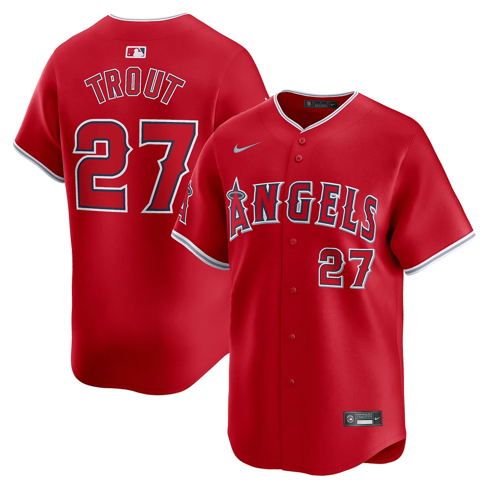 Maillot de joueur alternatif limité Nike Mike Trout pour hommes, rouge, Los Angeles Angels