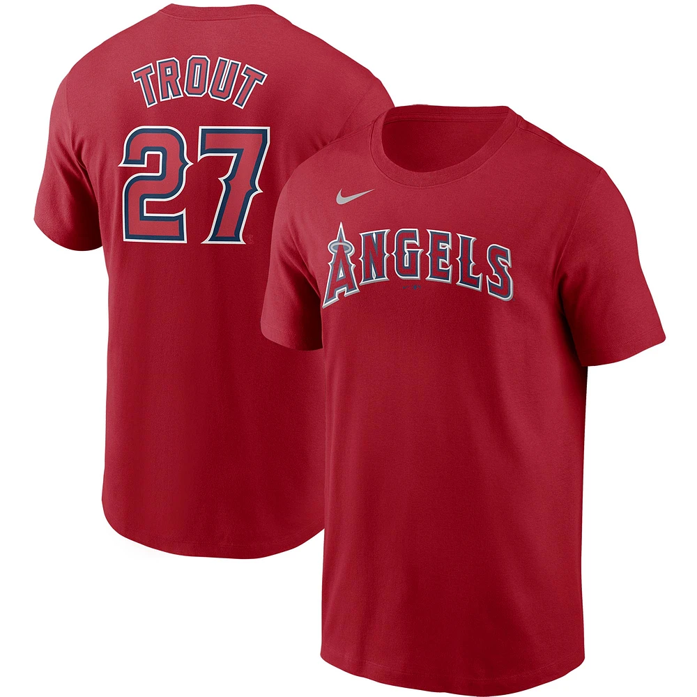 T-shirt avec nom et numéro des Los Angeles Angels Nike Mike Trout pour homme, rouge