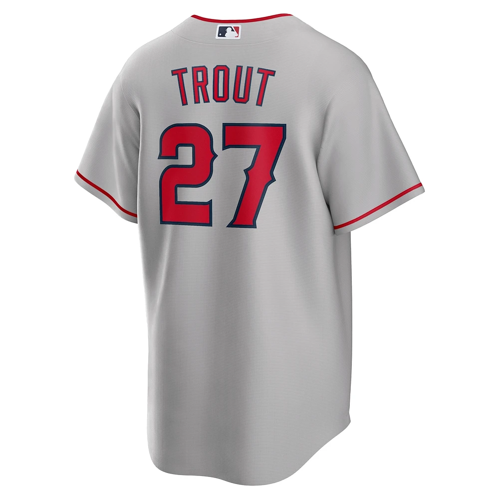 Maillot réplique du nom joueur Mike Trout des Los Angeles Angels pour homme Nike Silver