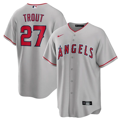 Maillot réplique du nom joueur Mike Trout des Los Angeles Angels pour homme Nike Silver