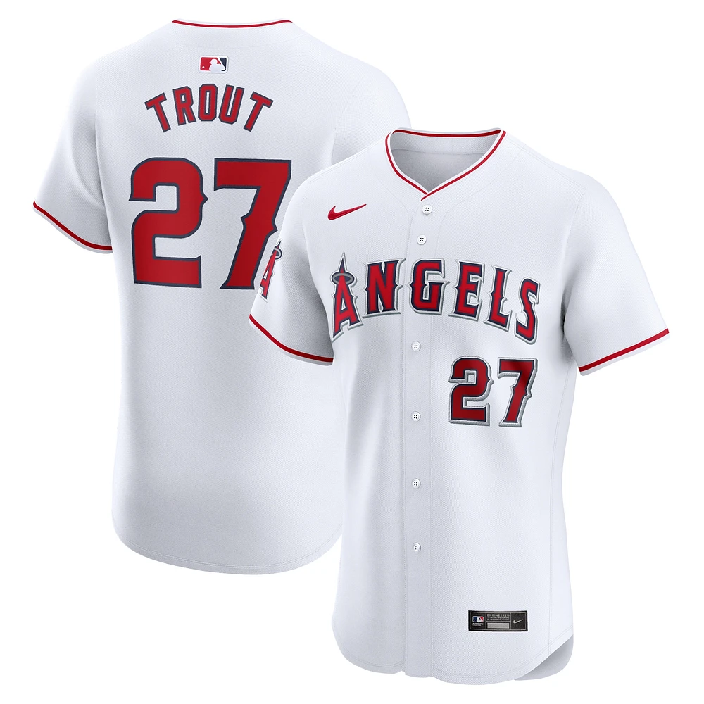 Maillot Nike Mike Trout pour homme, blanc, Los Angeles Angels Home Elite Player