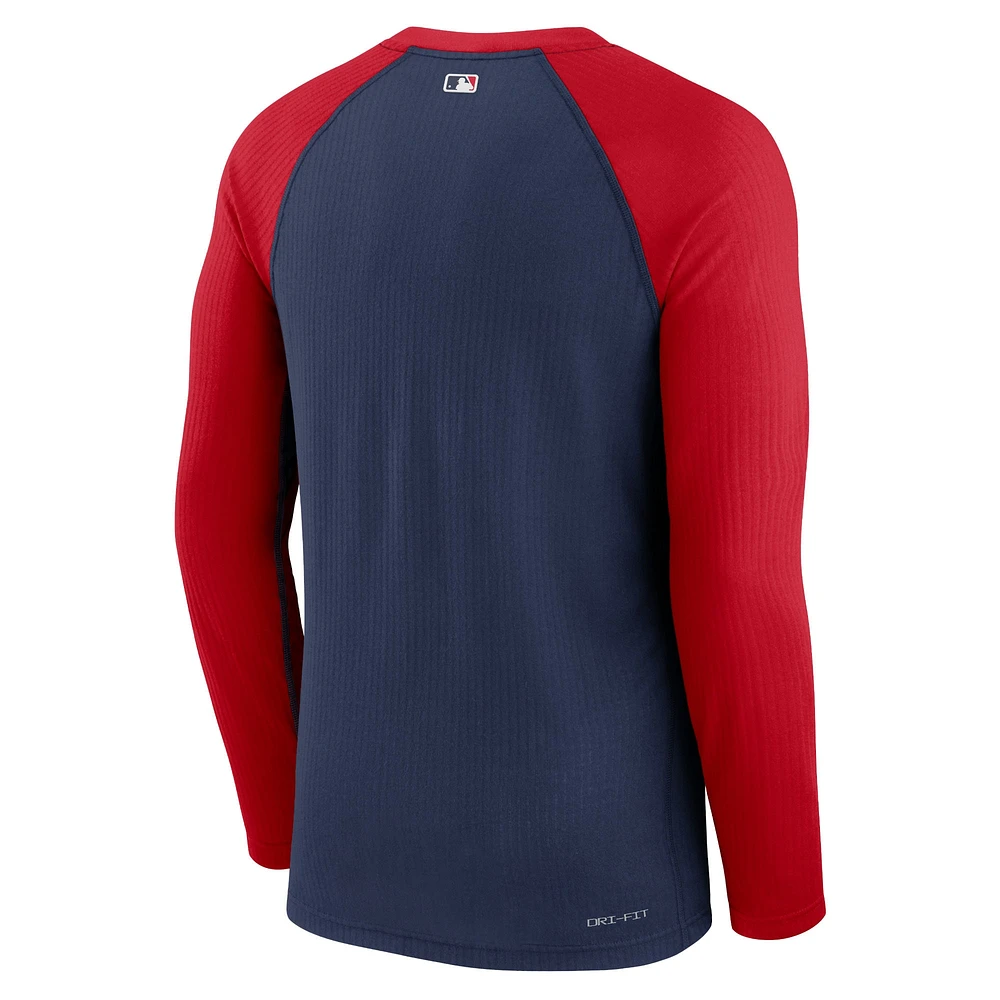 Men's Nike Navy Los Angeles Angels Authentic Collection Game Raglan Performance Long Sleeve T-Shirt