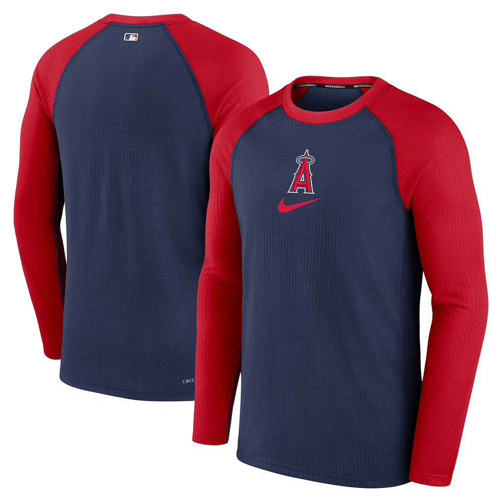 T-shirt à manches longues Nike Los Angeles Angels Authentic Collection Game Raglan Performance pour homme - Bleu marine