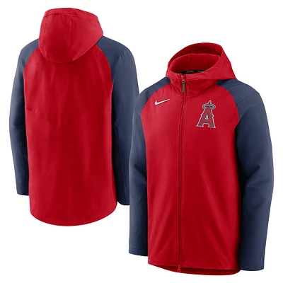 Men's Nike Red/Navy Los Angeles Angels Authentic Collection Performance Raglan Full-Zip Hoodie