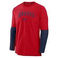 Men's Nike Red/Navy Los Angeles Angels Authentic Collection Player Lightweight Performance Long Sleeve Top