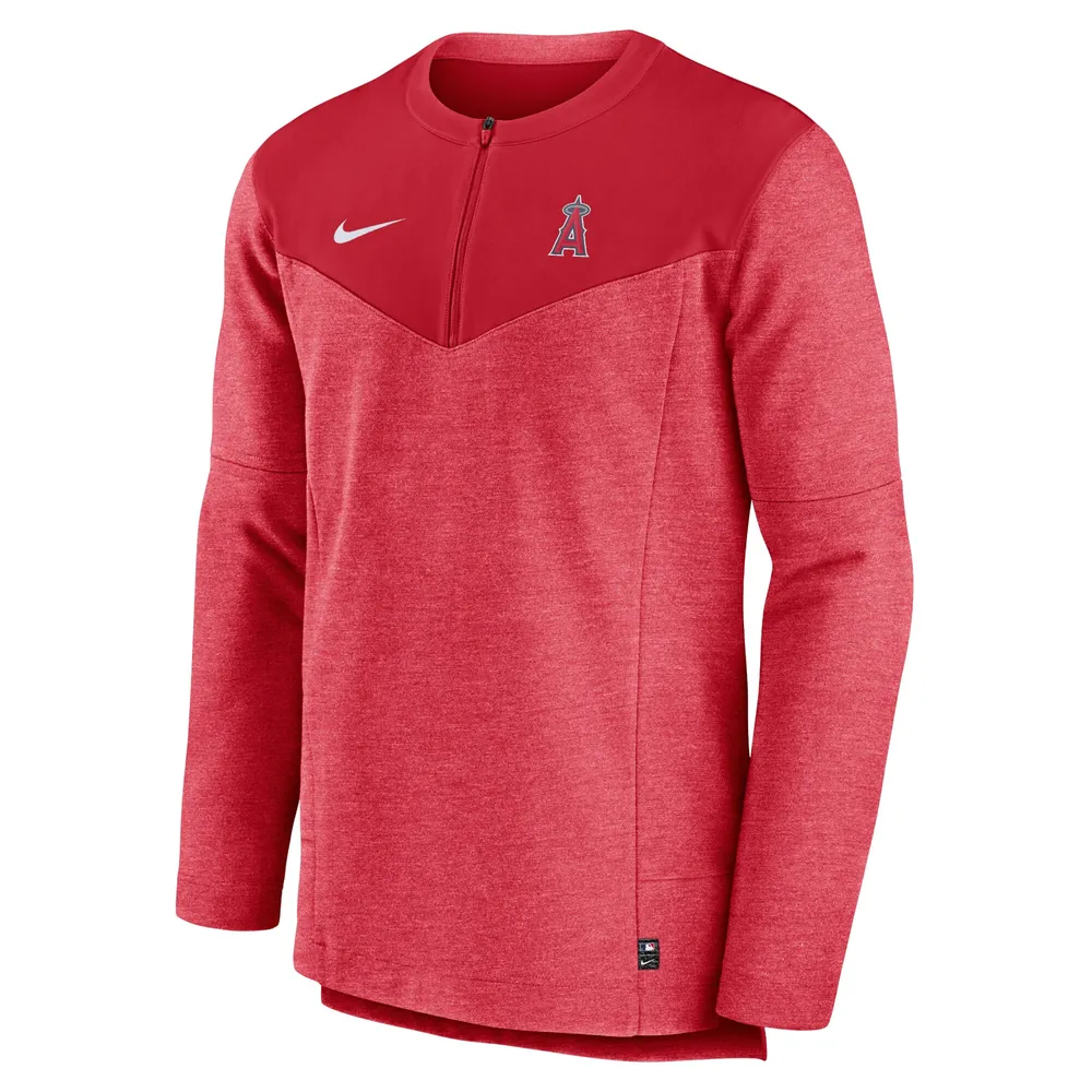 Haut à demi-glissière Nike Los Angeles Angels Authentic Collection Game Time Performance pour homme rouge