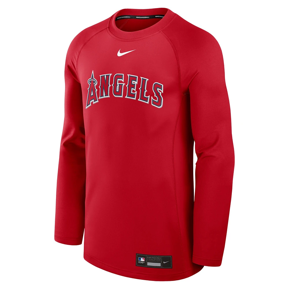 Sweat-shirt à capuche Nike rouge authentique Los Angeles Angels Game Time Performance pour homme