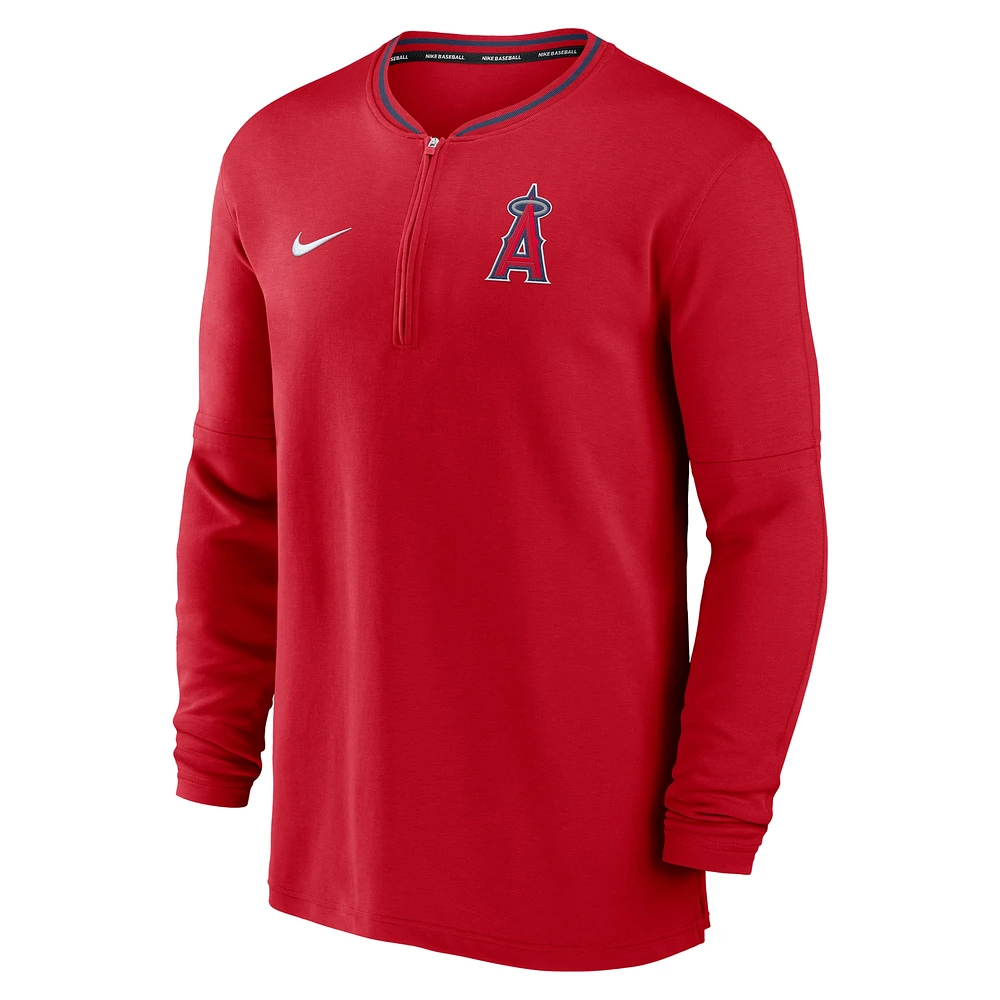 Men's Nike Red Los Angeles Angels Authentic Collection Performance Half-Zip Top