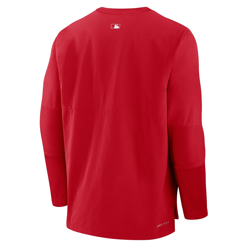 Men's Nike Red Los Angeles Angels Authentic Collection Player Performance Pullover Sweatshirt